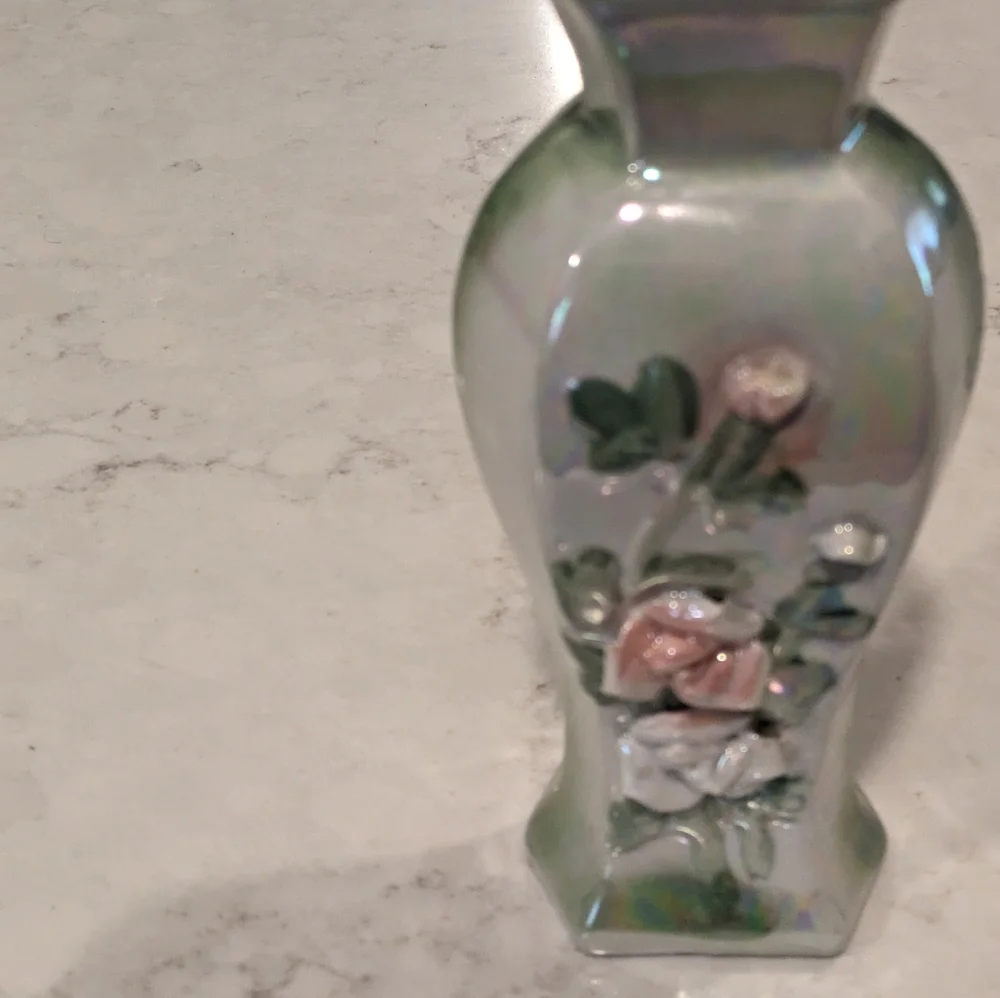 Flowers Vase Decorated Capodimonte Style Flowers 7.5